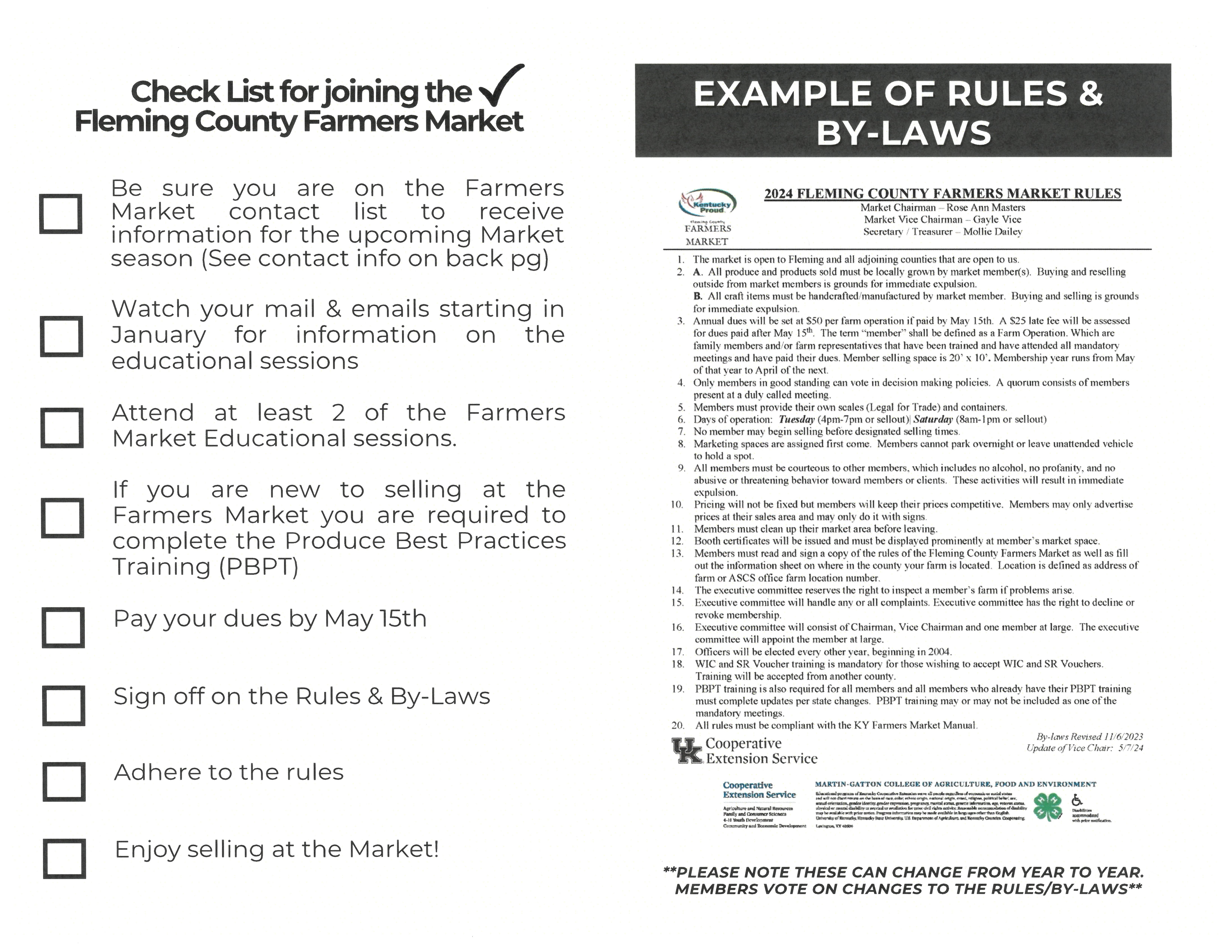 2025 How to join the Fleming County Farmers Market pg 2-3